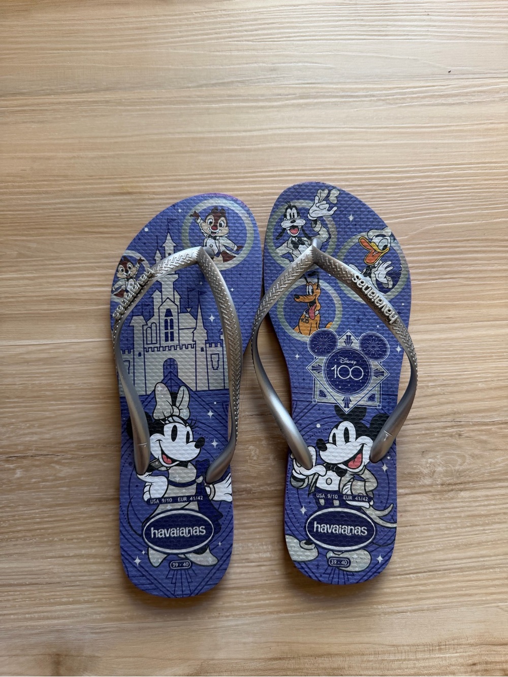 Havaianas Top Disney 100 Years of Wonder Flip Flops Purple Silver 9/10